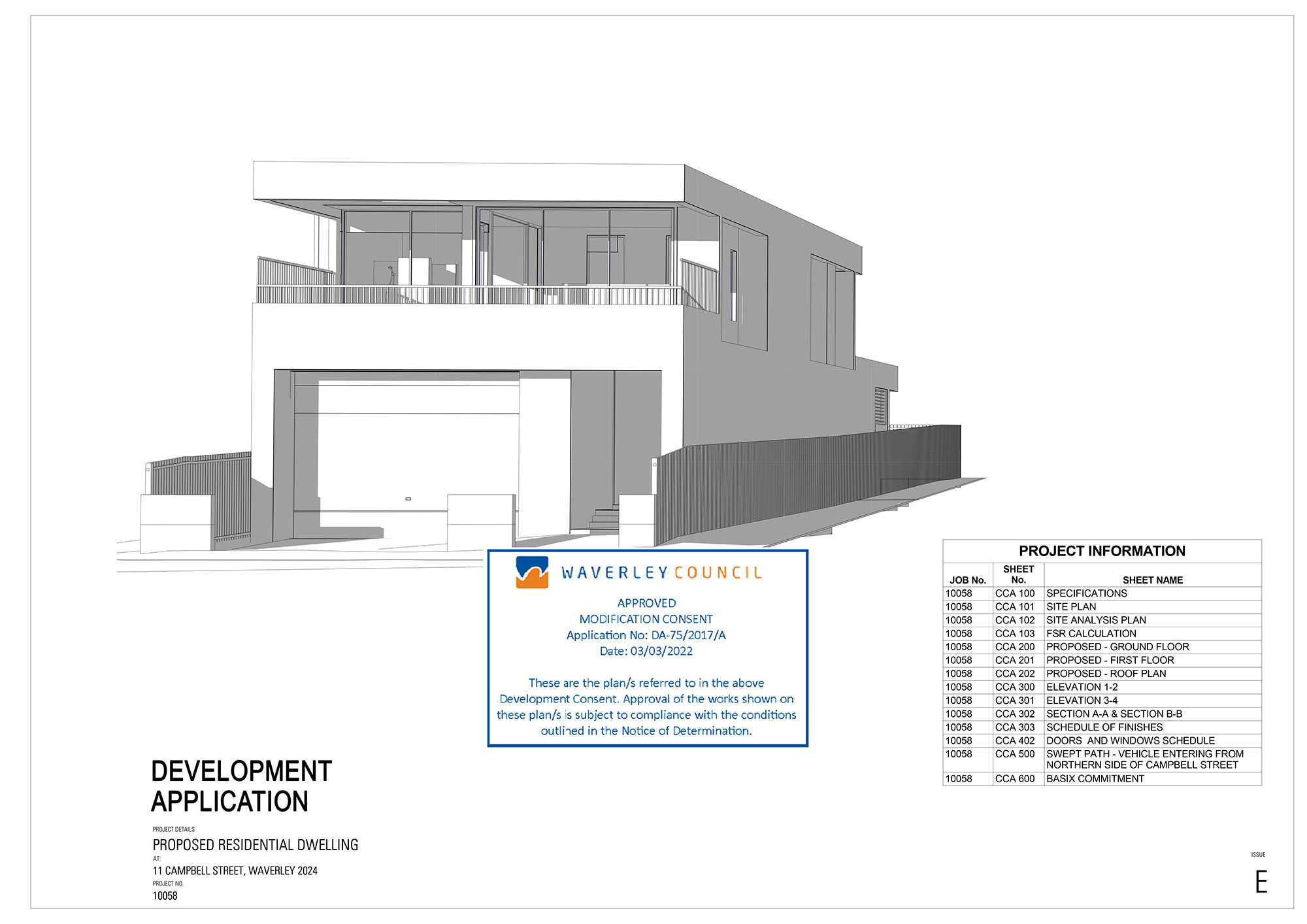CCA Issue E Architectural Plans Developement Application